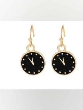 Target NYE Black and Gold Colored Clock Earrings